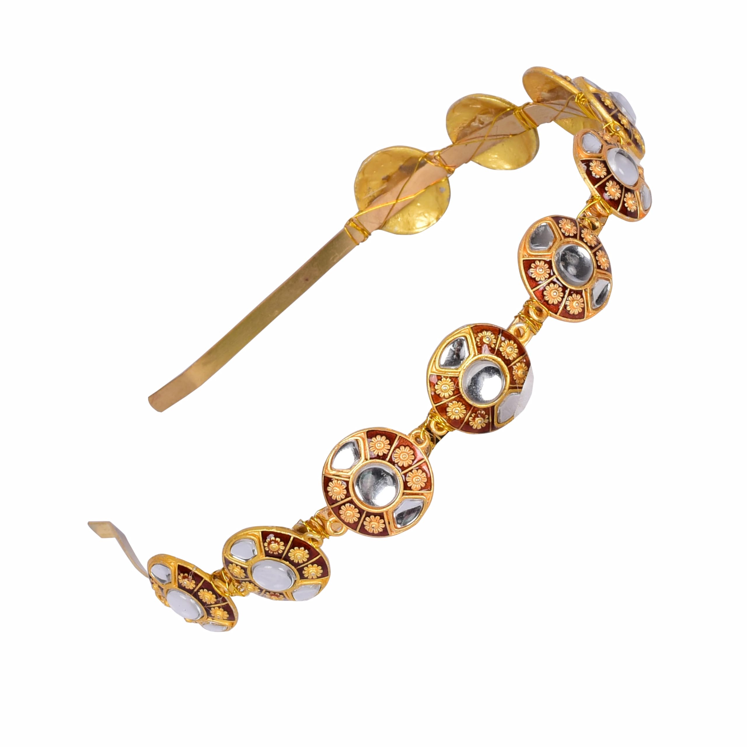 Matkooz Kundan Minakari Gold Plated Hair Bands Fancy Party Wedding Hairband Headband for Women & Girls (Silver & Gold) (B0D1CFGFT6) Amazon Price History, Amazon Price Tracker