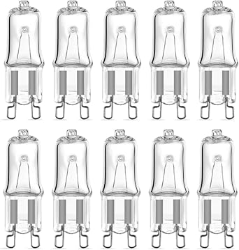 G9 Halogen Bulbs 10-Pack - 25W/40W/60W AC 200-240V Dimmable Warm White 2700K - 2-Pin Base for Chandeliers & Decorative Lighting 25W 10PCS 230V