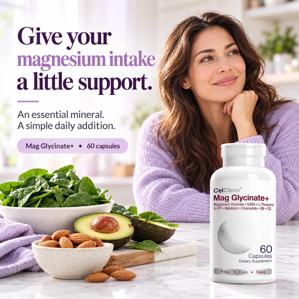 Magnesium Glycinate+ Supports Stress Relief, Sleep, Heart Health, Nerve Health, Muscle health, and Metabolism with Magnesium Glycinate, GABA, L-Theanine, 5-HTP, Melatonin, Vitamin B6, and Vitamin D3 — Amazon image 6