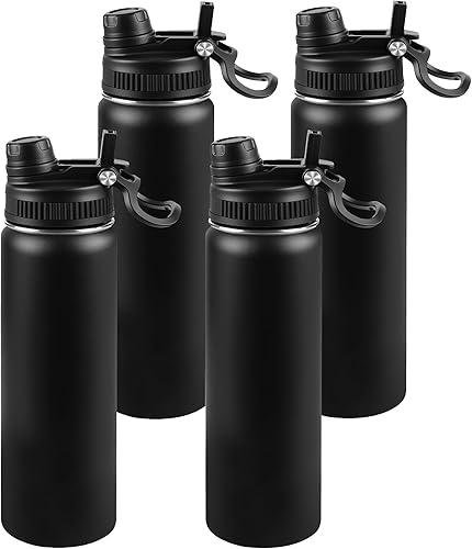 Miniatura 46 de Botella de agua aislada de 22 onzas, tapa 2 en 1 a prueba de fugas (sorbo/pajilla) + asa, botella de acero inoxidable para deportes, viajes, trabajo