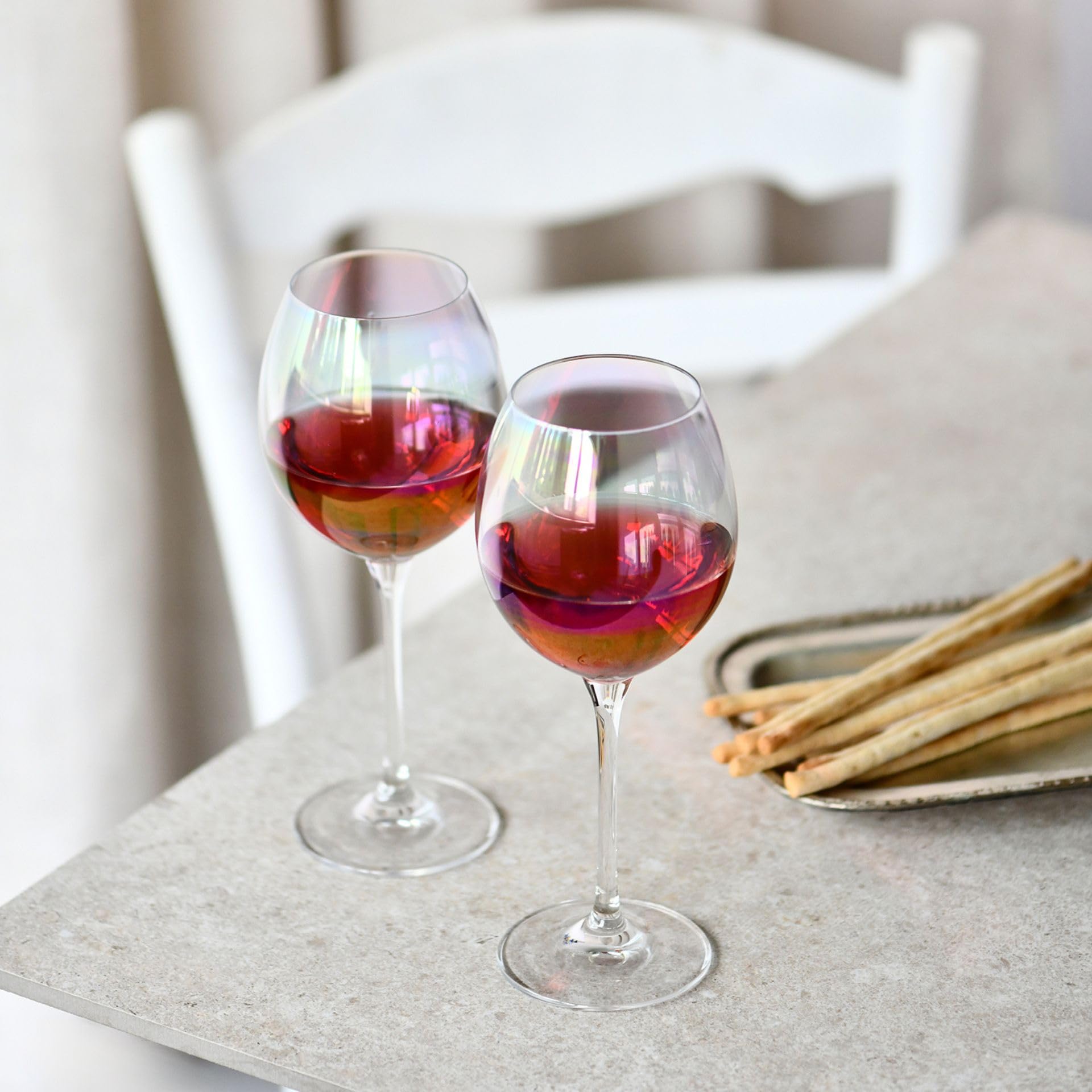 Krosno Venezia Rainbow Calici Vino 380 ml, Set 6 Pezzi, Vetro Cristallo Senza Piombo, Iridescenti Dipinti a Mano, per Vino Rosso e Bianco, Design Unico, Eleganti Idea Regalo