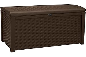 Keter Borneo 416L All-Weather Wicker Patio Bench with Piston-Assisted Lockable Lid