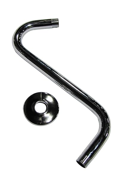 Keeney PP825-19 S Style Arm and Flange, Mip Threads 5 1/2In Extends 8In from Wall Fits Standard Shower Heads, 1/2