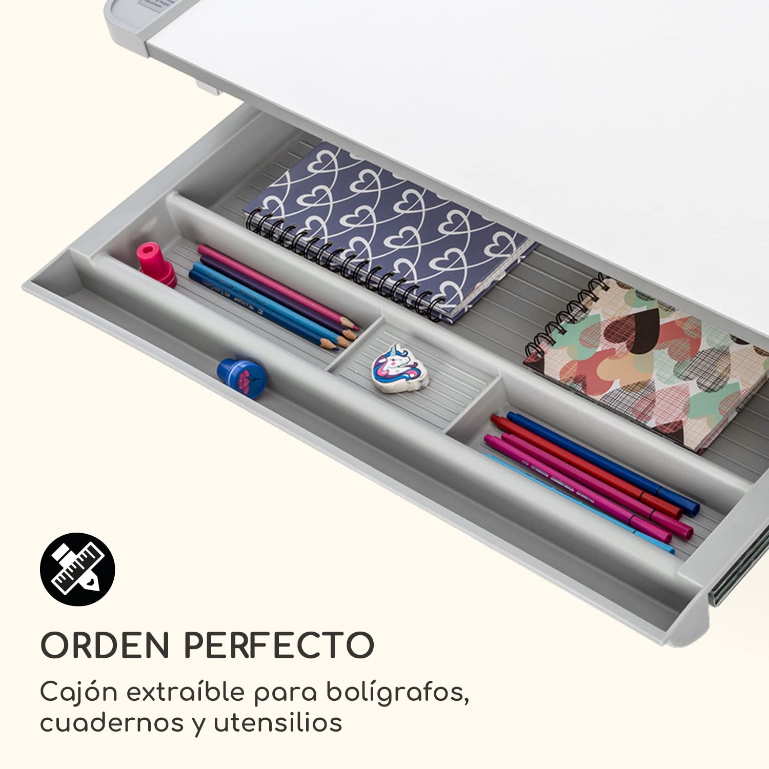 blumfeldt Escritorio Infantil, Juego de Mesa y Silla para Niños de 5 a 12 Años, Pupitre Infantil con Compartimento para Guardar Cosas, Juego de Escritorio y Silla para Niños para Dibujar y Pintar