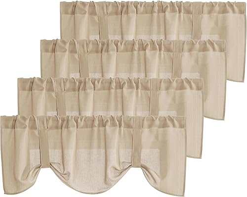 NICETOWN Cortinas traslúcidas con textura de lino para cocina, cortinas traslúcidas para ventana que filtran la luz, con bolsillo para barra,