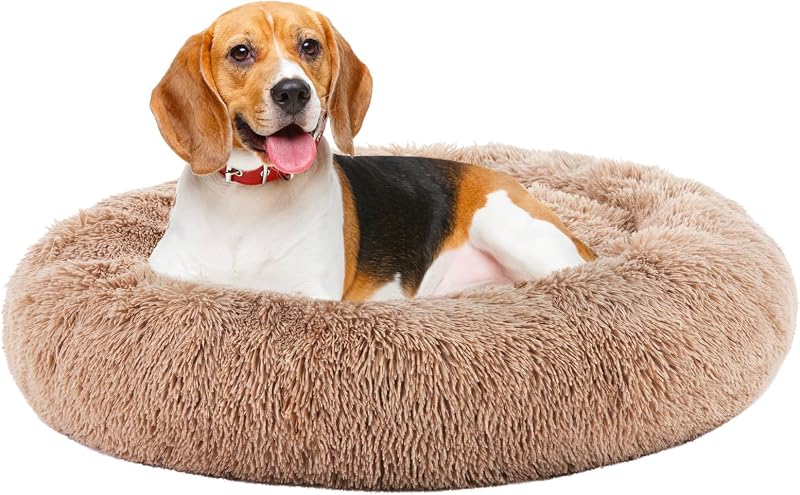 Cama Redonda Donut para Cães DUMOS em Pelúcia de Pelo Sintético, XL – 95 x 95 x 17 cm