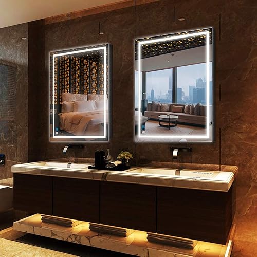 Miniatura 3 de DIDIDADA Espejo de baño con luces LED de 32 x 24 pulgadas para baño, montado en la pared, espejo de tocador iluminado vertical, horizontal,