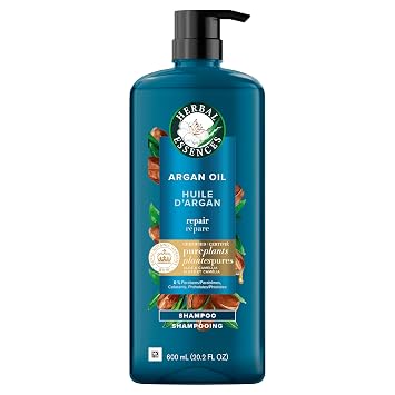 Herbal Essences Argan Oil Paraben Free Shampoo, Hair Repair, 20.2 fl oz, with Certified Camellia Oil and Aloe Vera, For All Hair Types, Especially Damaged Hair