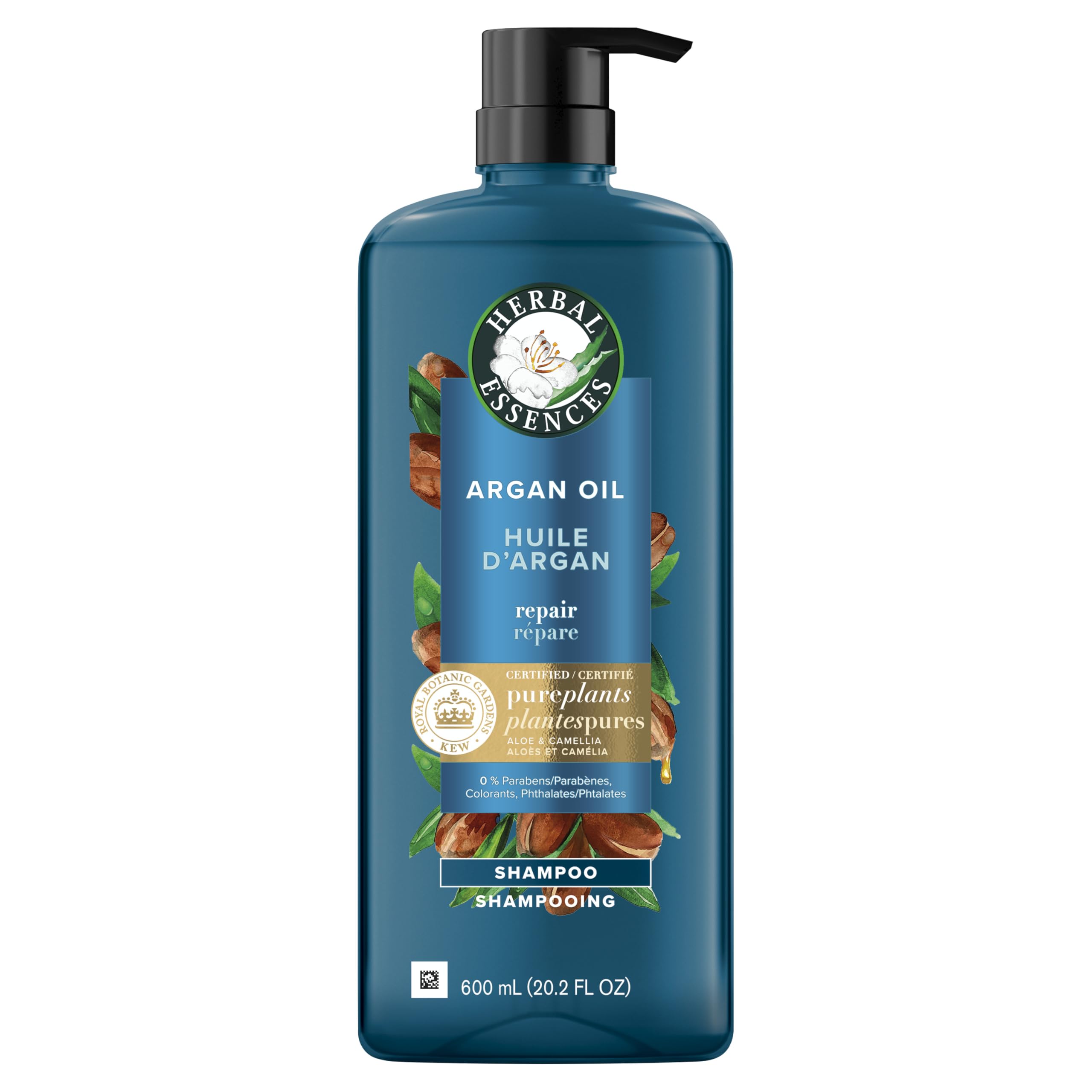 Amazon.com : Herbal Essences Argan Oil Paraben Free Shampoo, Hair Repair,  20.2 fl oz, with Certified Camellia Oil and Aloe Vera, For All Hair Types,  Especially Damaged Hair : Beauty & Personal Care