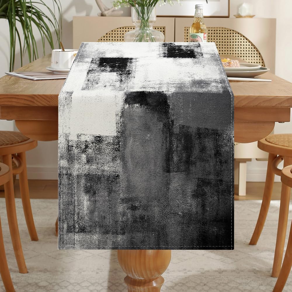 LOZULO Grey Table Runner 40cm Wide 140cm Long Vintage Rustic Table Runners Decoration for Round Table Coffee Table Runner Wedding Party Valentine Table Cover — image 1