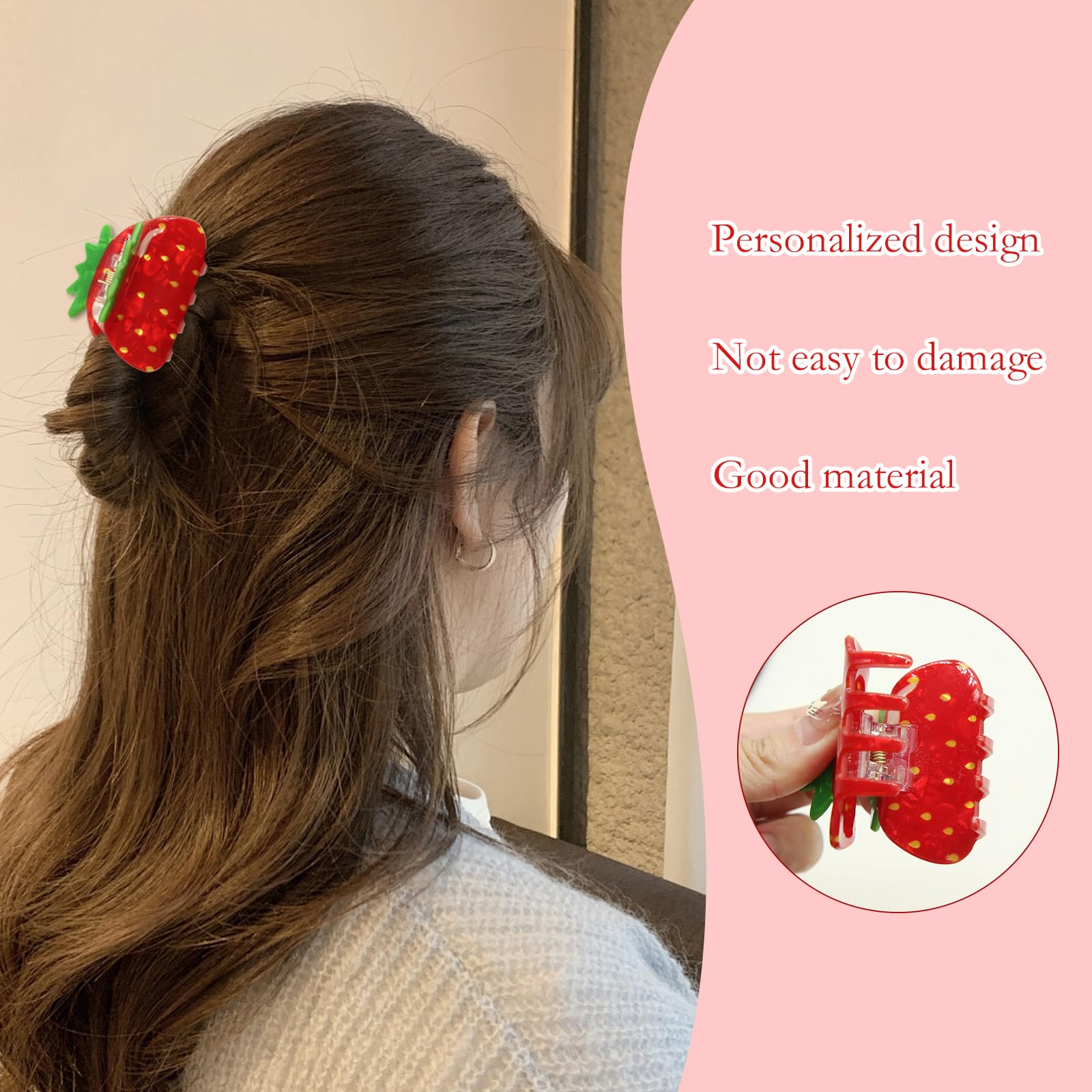 2Pcs Cute Strawberry Hairpins Supplies - Image 3
