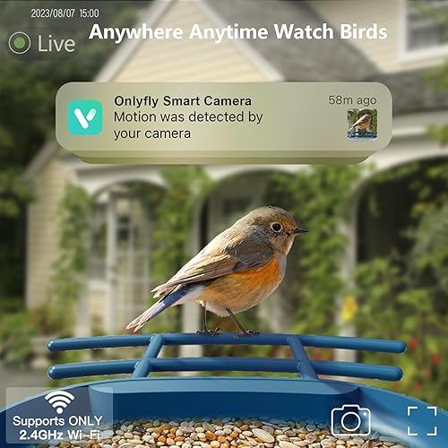 Miniatura 2 de OnlyFly Comedero para pájaros con cámara, alimentador inteligente para pájaros con cámara 1080P HD para observación de aves, reconocimiento de IA,