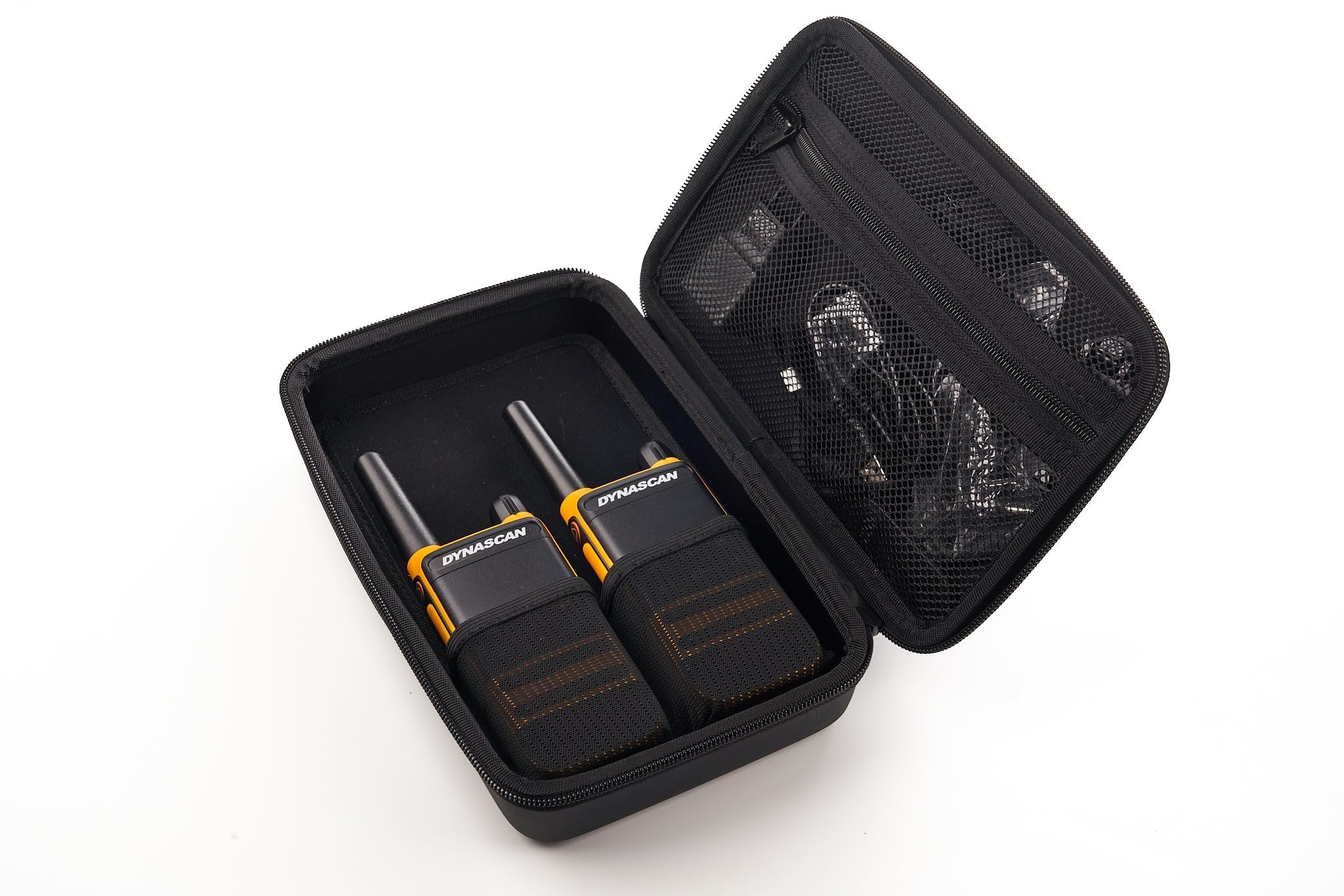 Dynascan P19 Pareja de Walkie Talkies Profesionales de Largo Alcance (10km) – Pack 2 Radio PMR446 de Uso Libre, Protección IP54, Pantalla LED y Linterna – Incluye Maletín de Transporte
