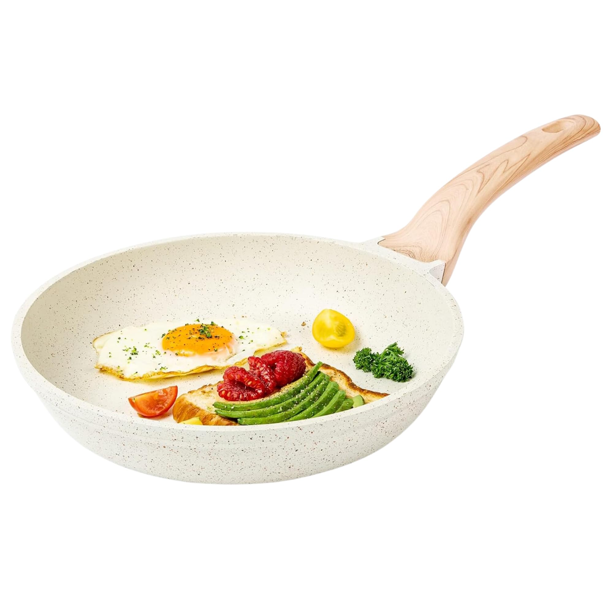 HomeEssentials Non Stick Maifan Stone Frying Pan - Fry Pan with Lid & Wooden Handle | All Gas & Induction Compatible | Pre Seasoned 5 Layer Maifan Medical Stone Pan | Chemical Coating Free,1.5 Litre (B0DF7GPF88) Amazon Price History, Amazon Price Tracker