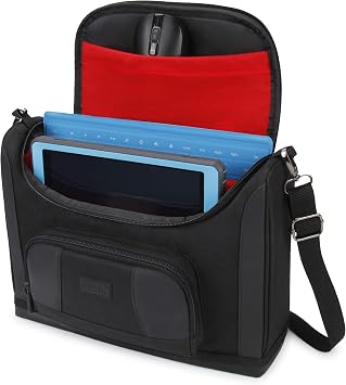 USA Gear 11.5 Inch Tablet Bag Fits iPad A16, Air 11-Inch, Samsung Galaxy Tab S6 Lite A8, Google Pixel, Lenovo M11 Plus - Tablet Shoulder Bag, Water Resistant Exterior, Customizable Interior (Red)