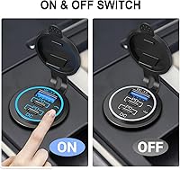 Vista 5 de USB C Car Charger Socket – 58W Lengthened RV USB Outlet 12V Socket Dual 20W PD3.0 USB-C and 18W QC3.0 Car USB Port with Button Power Switch for Boat