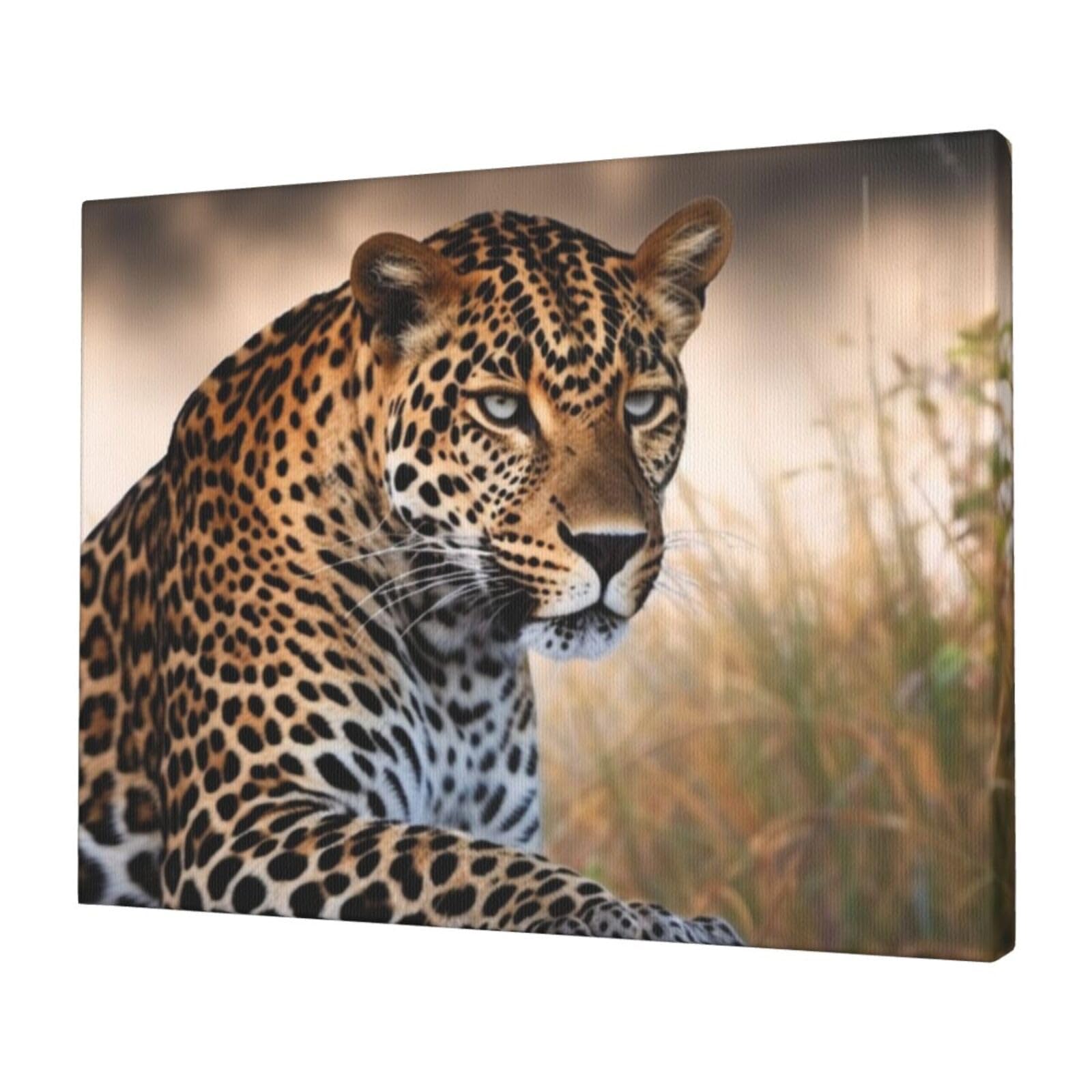 KLOPH African Animal Leopard Canvas Wall Art for Living Room 12"x16" Modern Artwork Painting for Bathroom Hanging Canvas Prints Aesthetic Wallart for Bedroom Kitchen Office Wall Decor