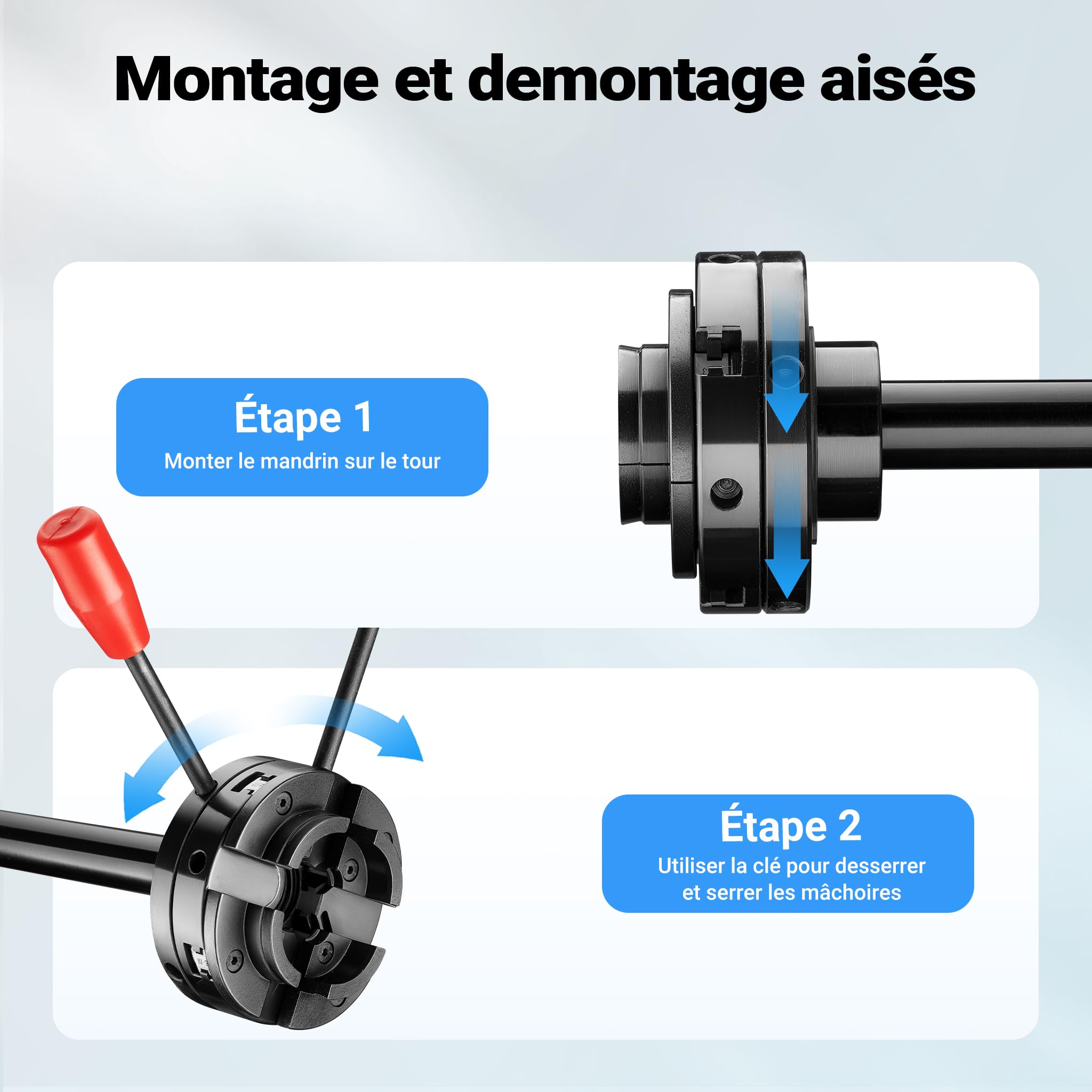 Wiltec Mandrin de rechange pour Tour à bois 550W Réglable 650-3800 tr/min Porte-outil