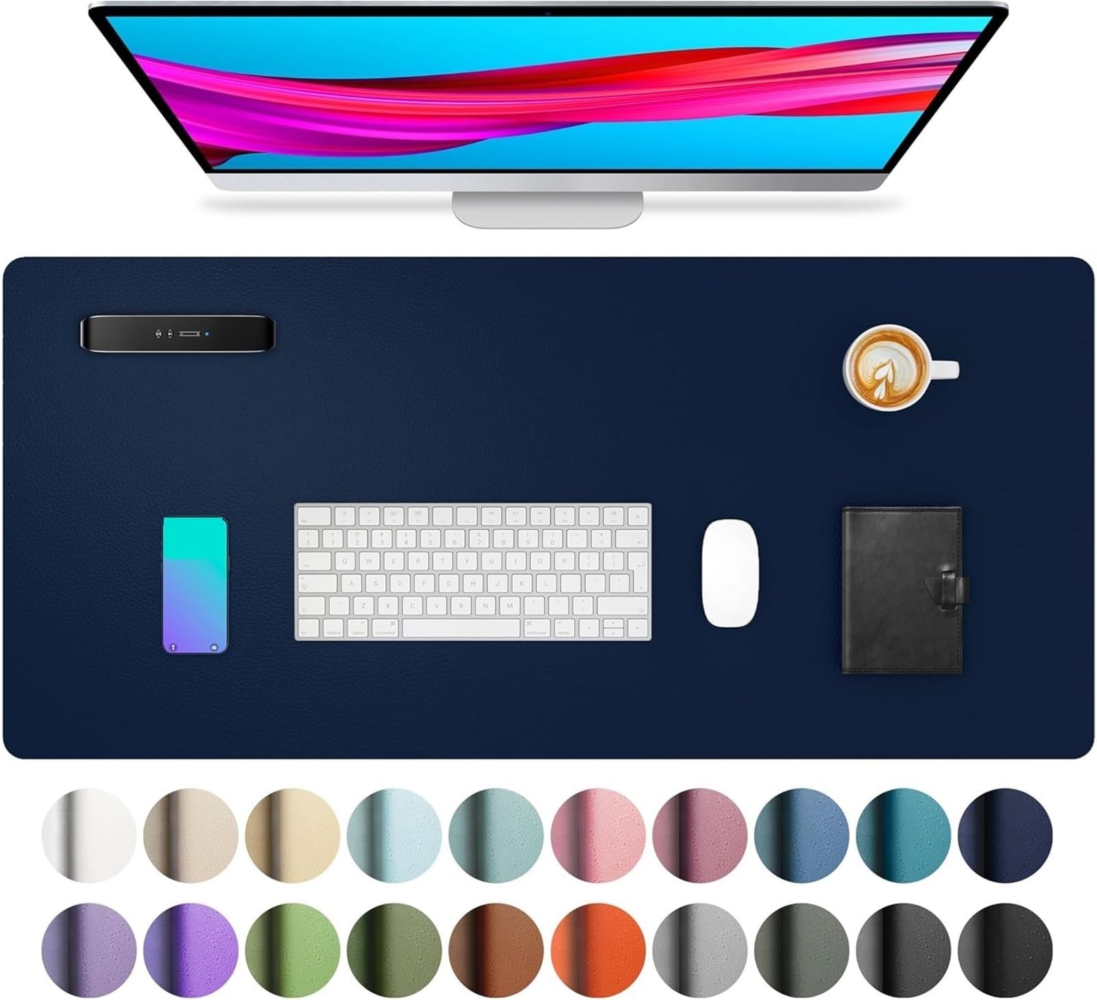 Schreibtischunterlage, Schreibtischunterlage fürs Büro, großes Mauspad, wasserdicht, rutschfest, PU-Leder, Schreibtischunterlage for Büro und Zuhause Für Büro und Zuhause(Black,100X50 cm)