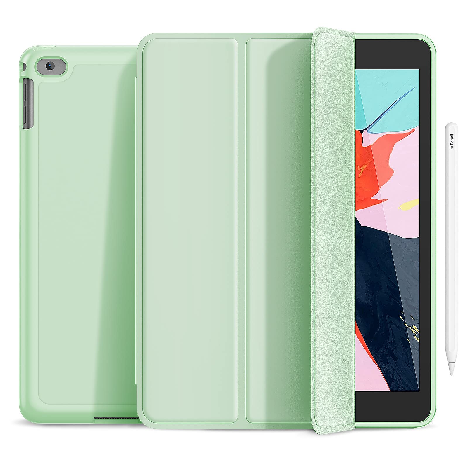 Gahwa Case Compatible with iPad 9.7” 2018/2017(6th/5th Gen)/iPad Air 2/iPad Air with Pencil Holder, Shockproof Soft TPU Back Shell Cover with Auto Wake/Sleep (Matcha Green)