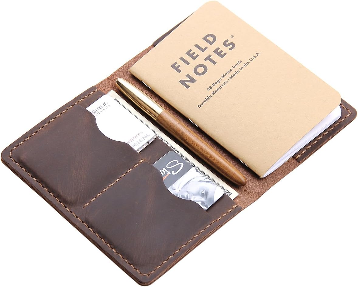 Robrasim Leather Journal Cover for Field Notes, Notebook Cover For Moleskine Cahier, Handmade Vintage Leather Cover for 3.5" x 5.5" Notebooks, Brown