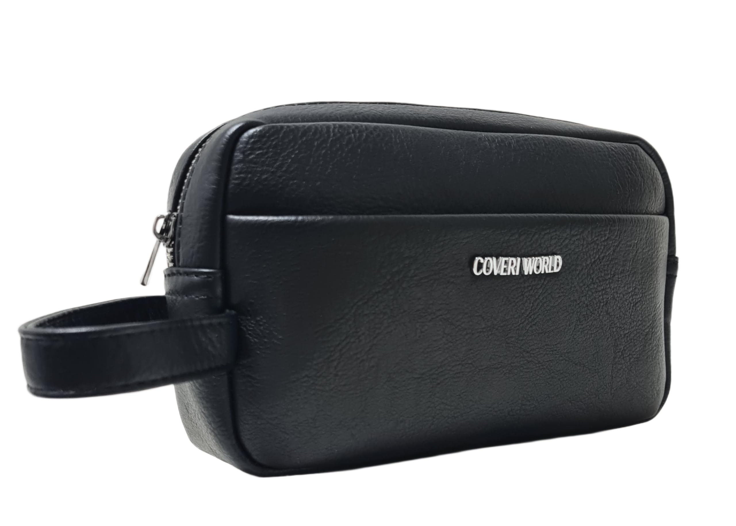 COVERI COLLECTION Borsello a Mano in Pelle Sintetica, Colore Nero e Marrone, con Manico, Tasche Interne e Chiusura con Cerniera, Dimensioni 22x7x14 cm Art. 4862