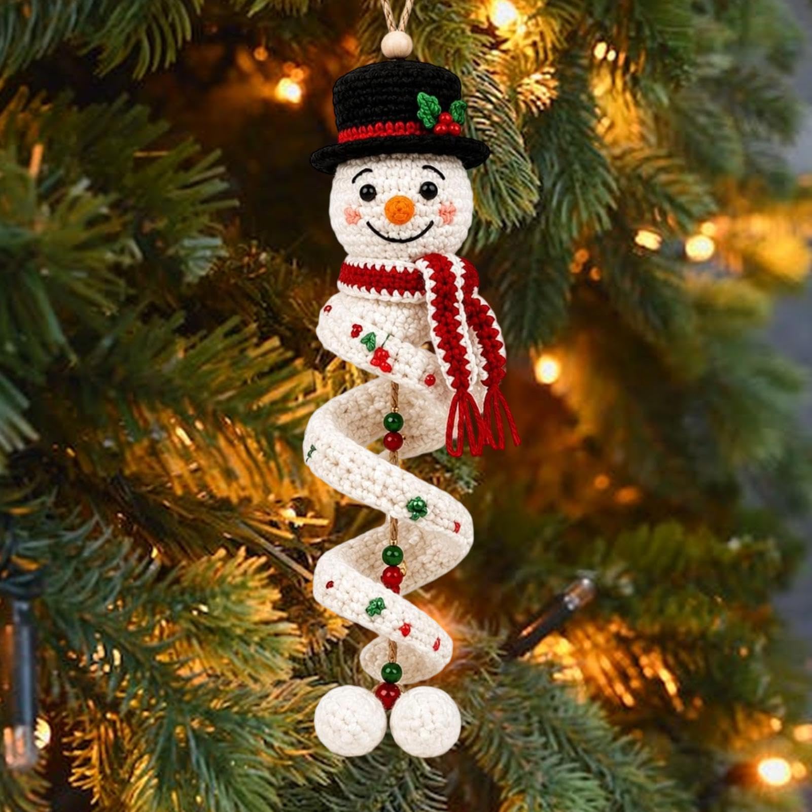Kit de bricolaje de a.dorno en espirals de muñeco de nieve de ganchillo | Juego de manualidades colgantes de Navidad 3D, kits de manualidades hecho a mano de Navidad para principiantes