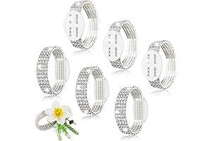 6 Packs Rhinestone Elastic Corsage Bracelet for DIY Wedding Prom Ceremony