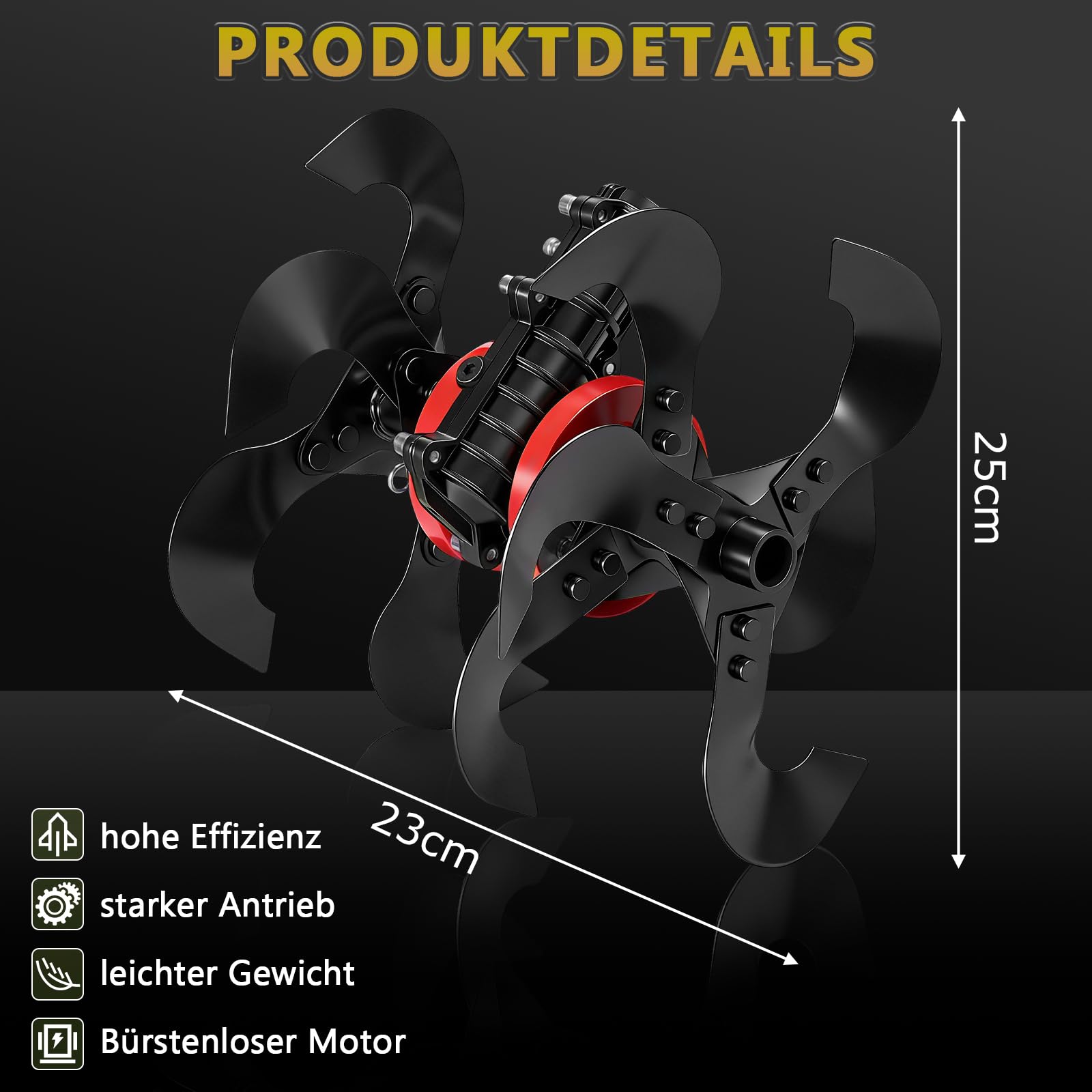 Rueda de malas hierbas 2 en 1 para cortacésped, rueda de aflojamiento del suelo para desbrozadora, cultivo con herramienta robusta de acero al manganeso (tubo de 26 mm de diámetro, dientes 9)