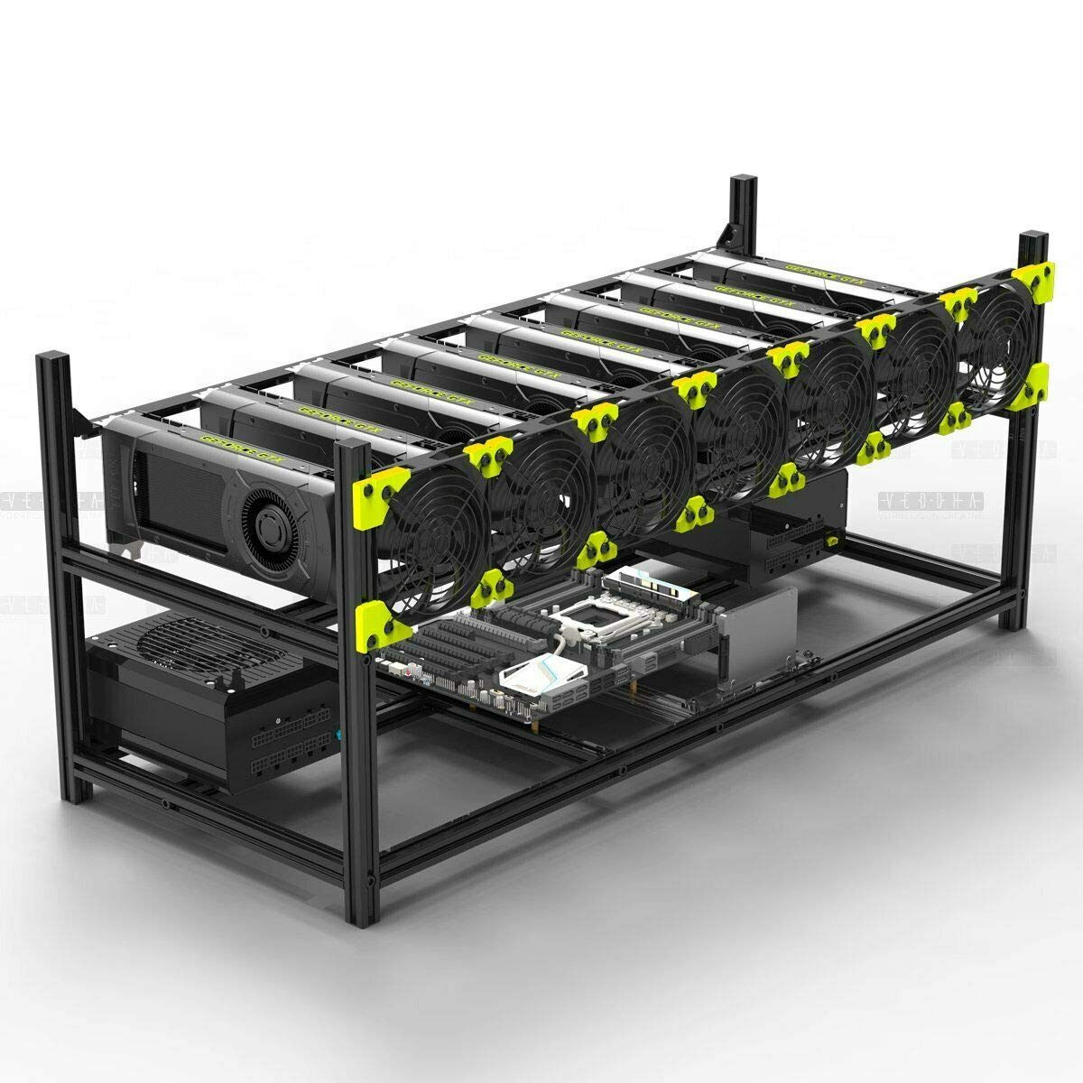 Open Air Miner Cadre de minage 8 GPU Empilable Mining Rig sans Ventilateur  pour Minage de Crypto Monnaie (V3C) Ethereum (ETH,  ETC)/ZCash(ZEC)/Monero(XMR)/Bitcoin (BTC)/Siacoin (SC) : Amazon.fr:  Informatique