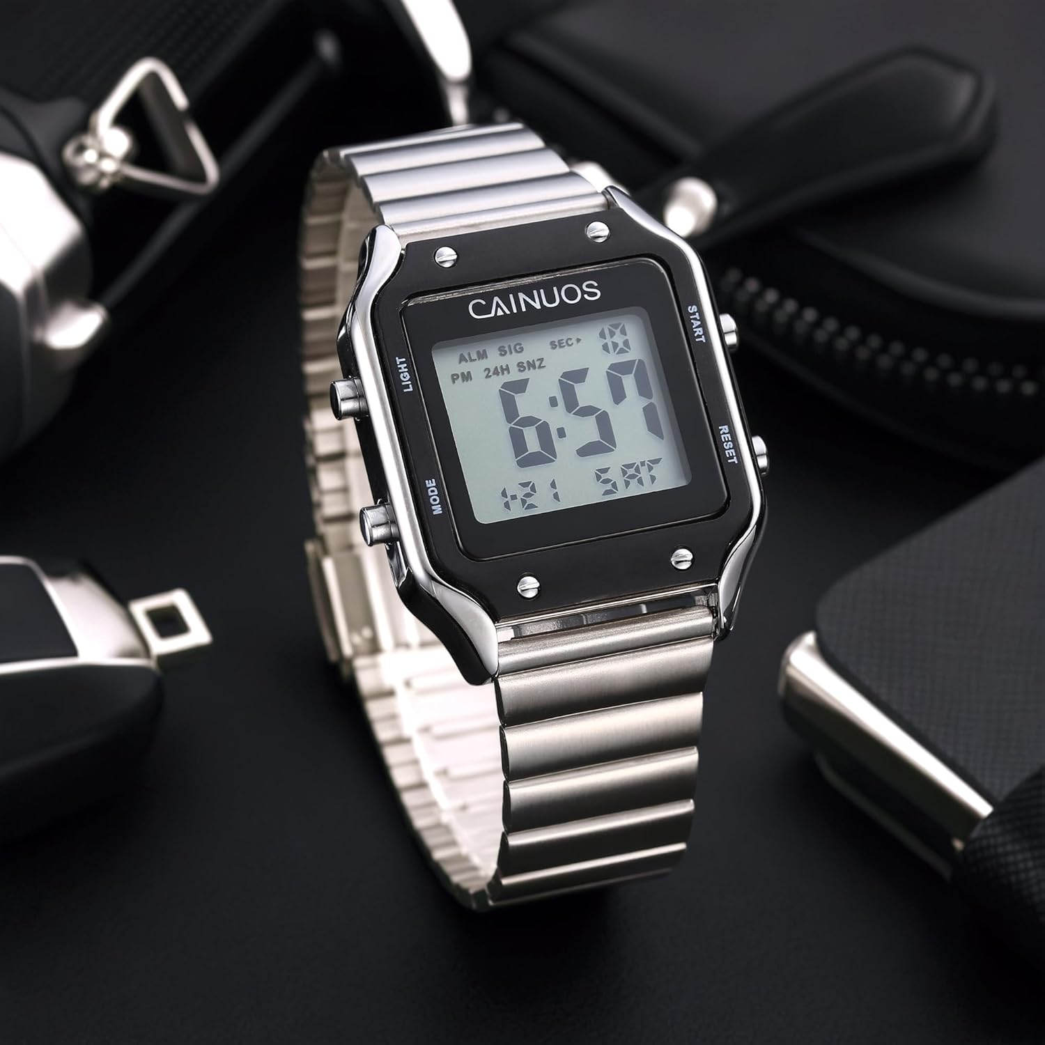 Men’s Stainless Steel Quartz Watch, 35mm Minimalist Dial, Hardened Glass, 30M Water Resistant, Fold-Over Clasp - Image 4