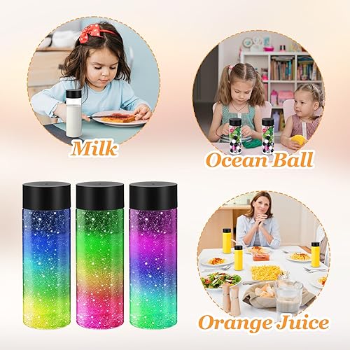 Miniatura 4 de 24 botellas de plástico transparente, botellas sensoriales vacías con tapas, jugo de plástico PET, reutilizable, a prueba de fugas, contenedor de