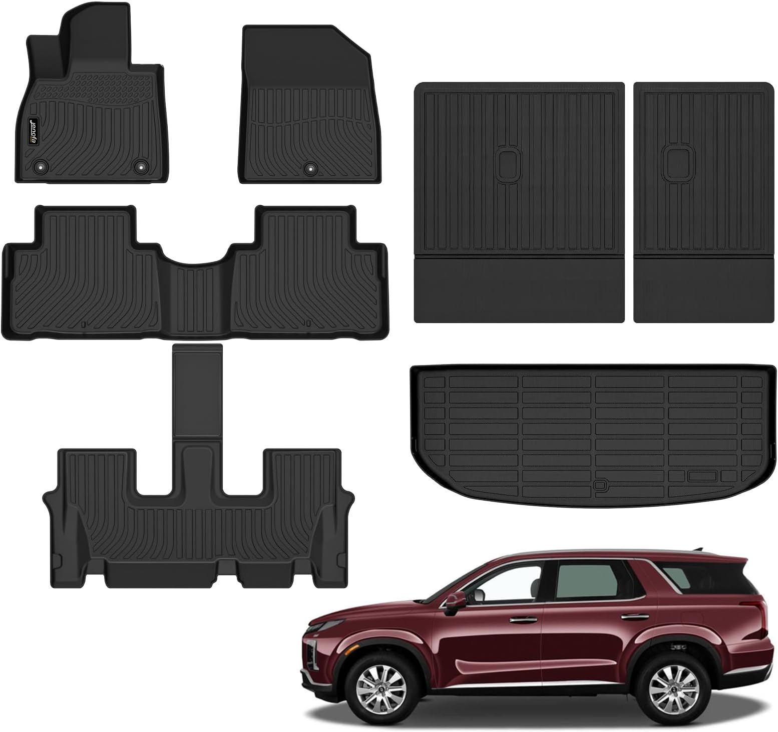 Amazon.com: Jenofa-Car Floor Mats for Hyundai Palisade 2020-2025 7&8 ...