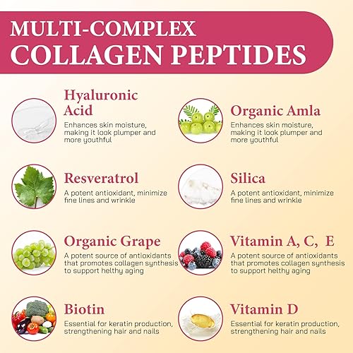 Miniatura 5 de Gomitas de Colágeno para Mujer, Péptidos de Colágeno Hidrolizado Tipo I, II, III, V, X, 0 Azúcar, Gomitas de Colágeno para la Piel, Arrugas,