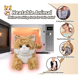 Orange Tabby Cat Stuffed Animals, Microwavable Stuffed Animal Adorable Fluffy Cat Plush for Warmth & Comfort, Heatable & Coolable Lavender Scent Cat Toys, Cute Soft Plushies Cat Gifts for Kids & Adult