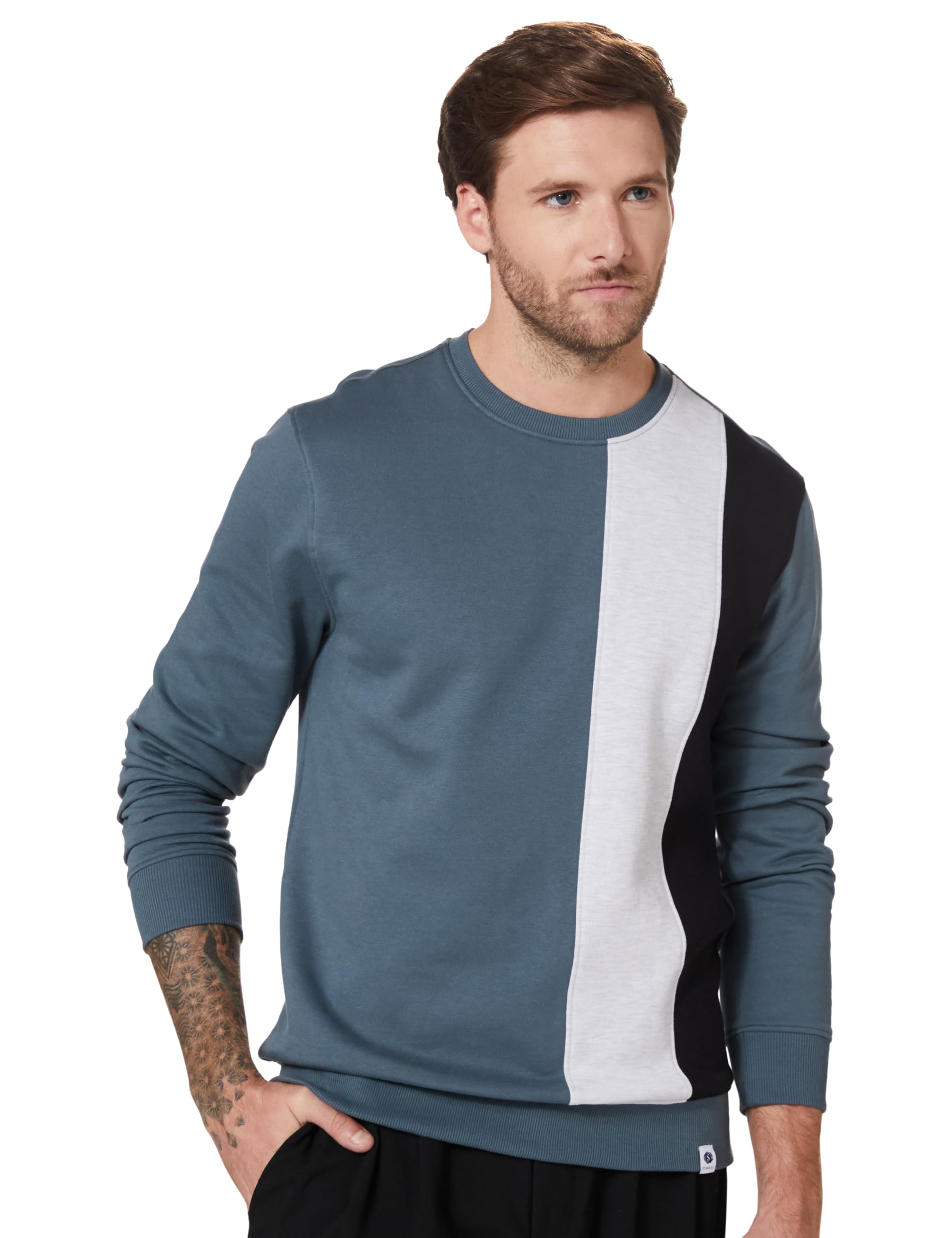 amazon brand - symbol Men Cotton Rich Light Weight Crew Neck Sweatshirt (Regular Fit)-picture-23