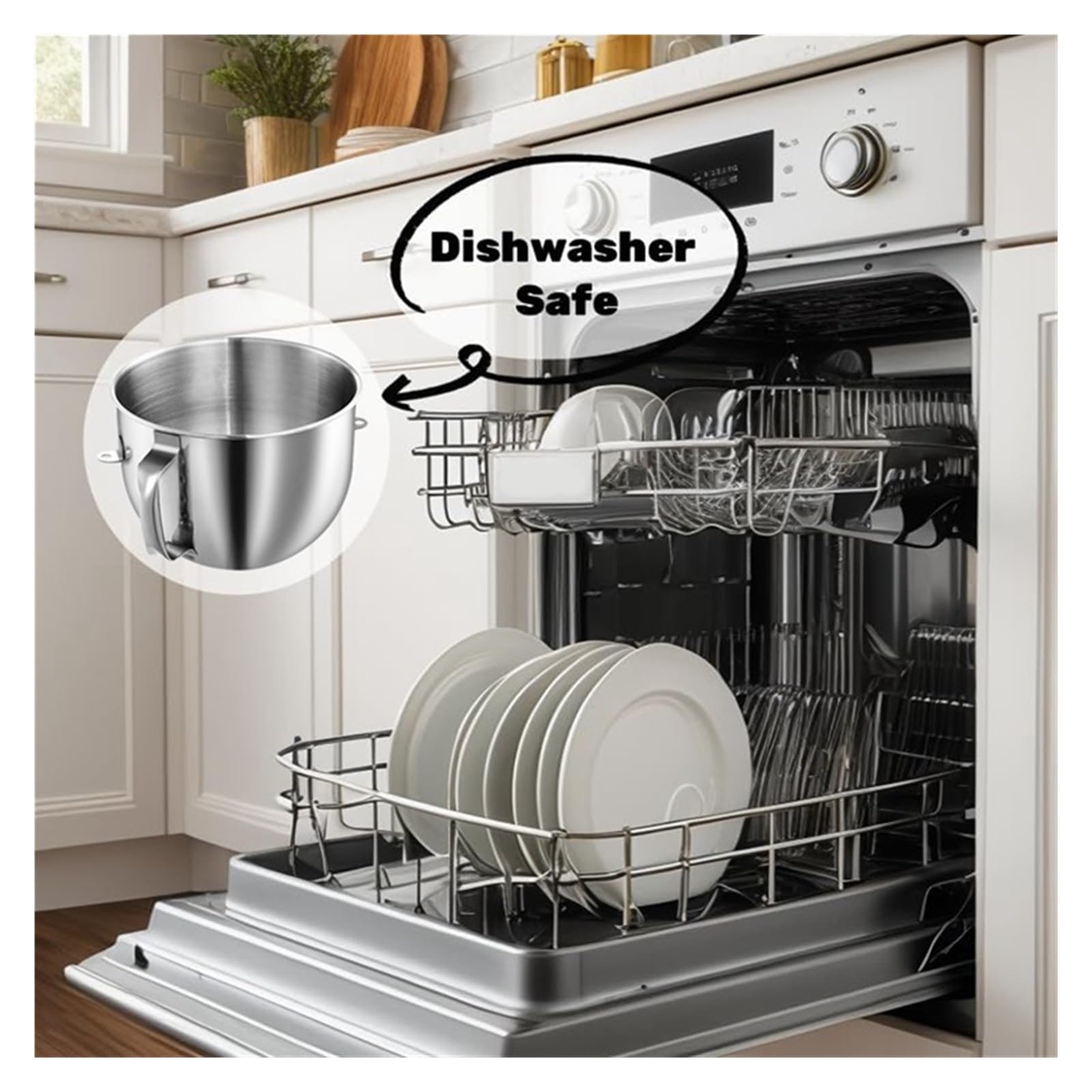 Miska miksująca ze stali nierdzewnej A67Z 7QT, kompatybilna z mikserami KitchenAid 7QT z głowicą odchylaną (KSM70SKXXV8, KSM70SKXXCA, KSM70SKXXBK) z uchwytem