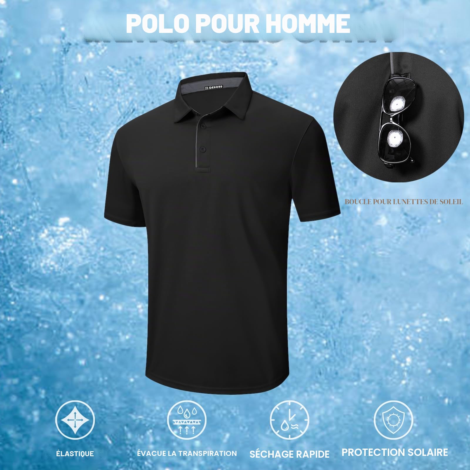3er Pack Polo Homme Manches Courtes Séchage Rapide Poloshirt Basic Regular Fit Hygroscopique Polo Golf Respirant Golf Outdoor T-Shirt