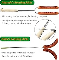 Vista 4 de Palitos para asar malvaviscos, palos de 32 pulgadas de largo para hoguera, palos resistentes para perros calientes para fogatas, brochetas