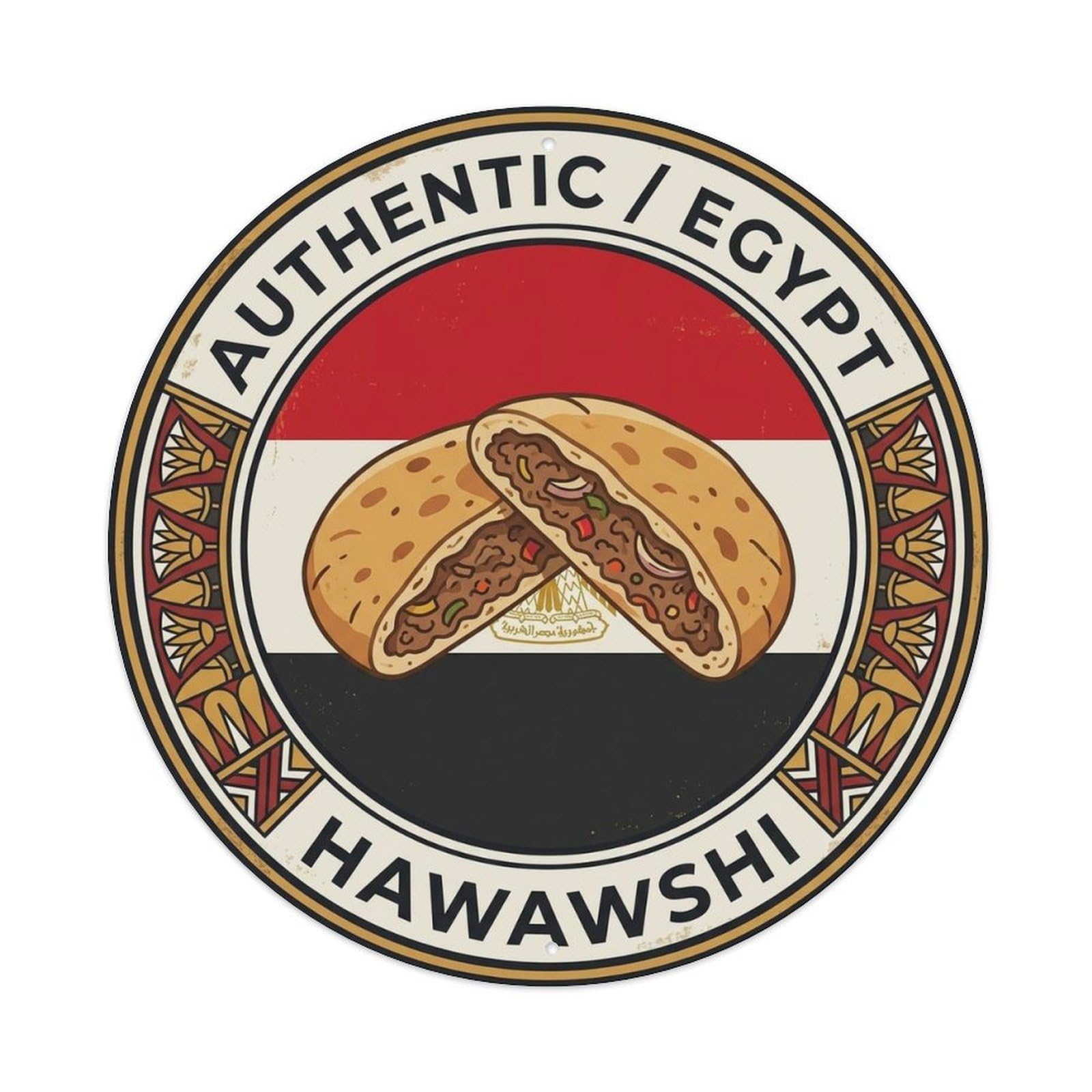 Egypt Travel Hawawshi Egyptian Stuffed Bread Cuisine Metal Tin Sign