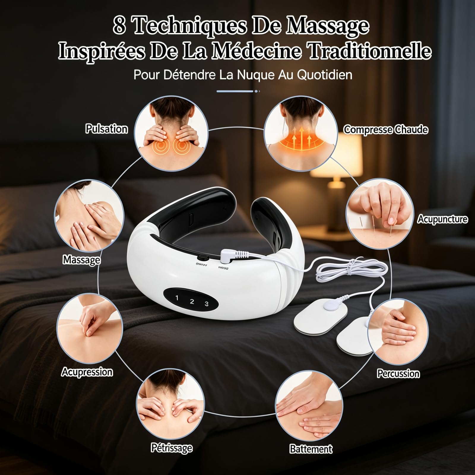 MASSEUR Masseur Cervical Électrique Chauffant, USB Rechargeable (1 PC)