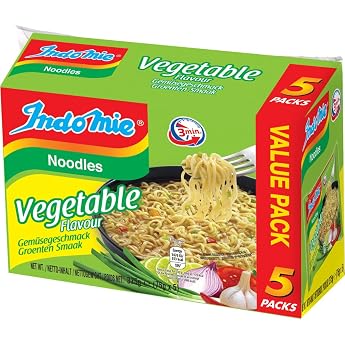 INDOMIE - Instant Pasta Vegetables Pack of 5 - (1 x 5 x 75 g)
