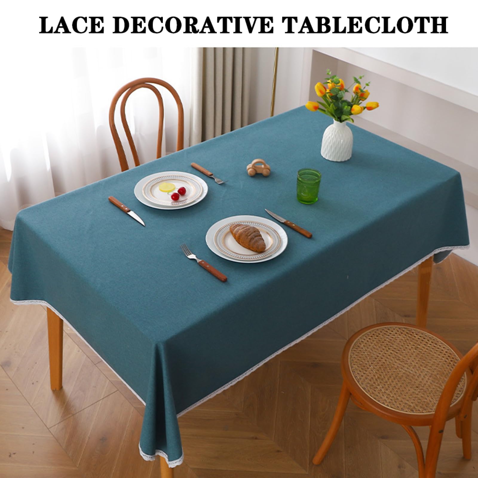 Nappe 140 x 240 cm en Coton et Lin, imperméable, Rouge, idéale pour Les dîners de Famille, Les Festivals, Les fêtes en intérieur et en extérieur, et pour Un Usage Quotidien. Lavable.