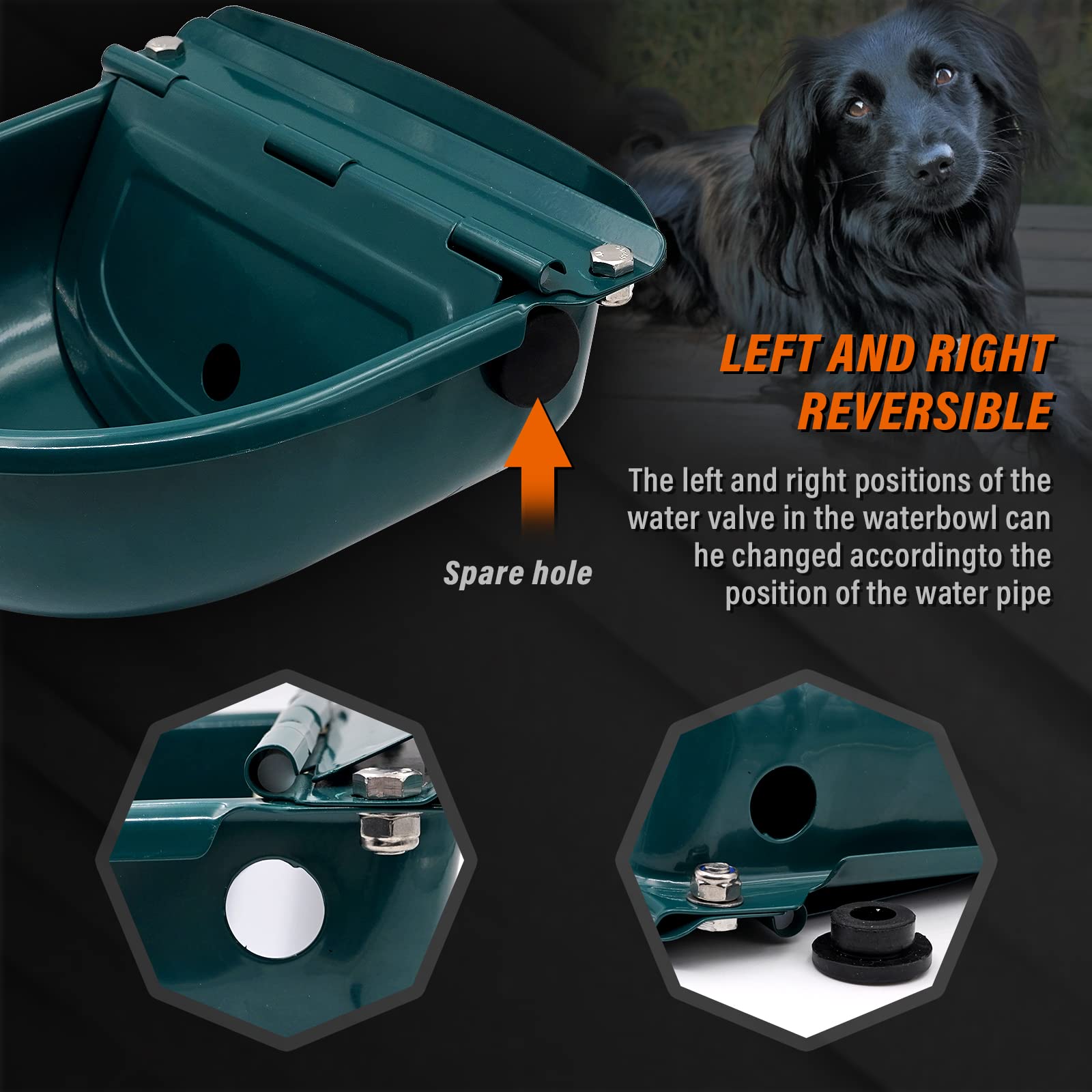 Tränke mit Schwimmer, Automatische Pferdetränke Aus Edelstahl mit 1/2" Schwimmerventil für Die Viehhaltung, Geeignet für Pferde, Rinder, Schaf, Alpakas und Hundetränken 4L