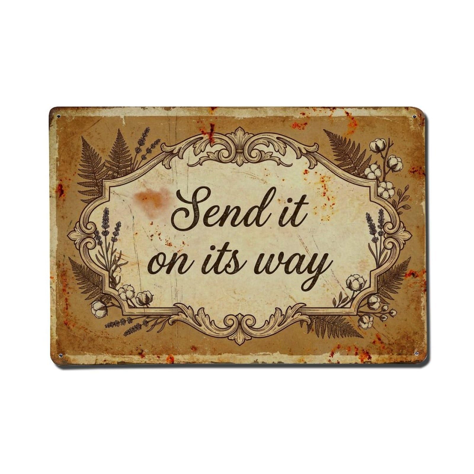 Olhnbad Style Send It On Its Way Toilet Quote Farmhouse Metal Tin Sign
