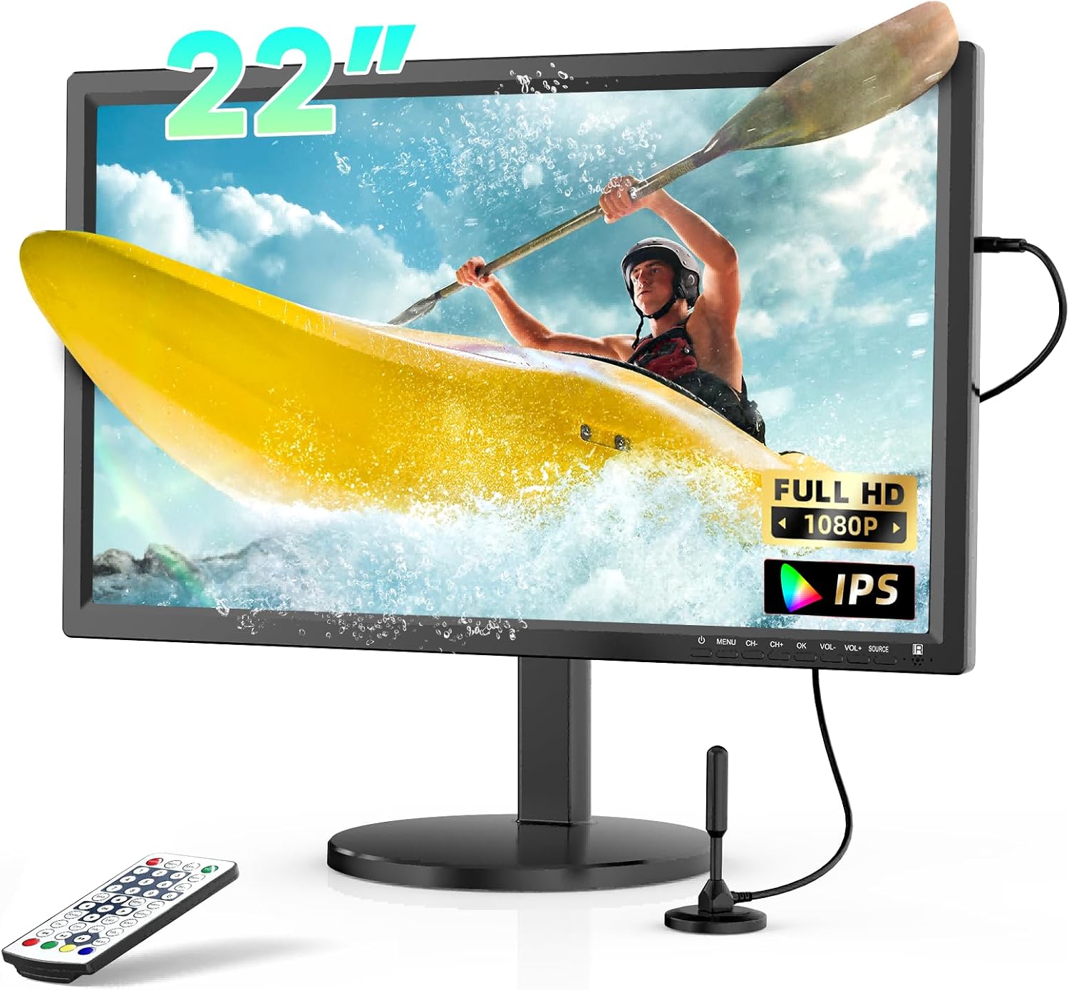 Photo 1 of 22 inch TV, 1080P Full HD with ATSC Digital Tuner, Small Flat Screen with HDMI, USB, AV Inputs, Portable TV for Cars, Kitchen, Home, RV