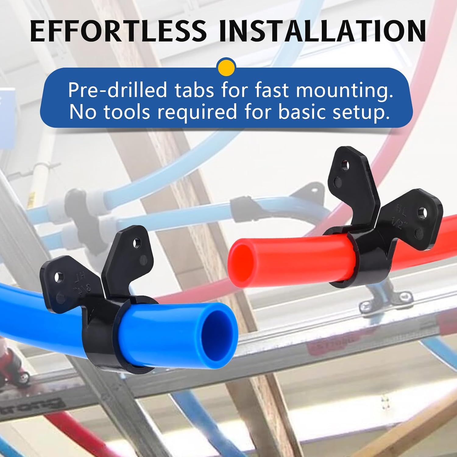 50PCS GUOFIS Pipe Support Suspension Clamp,1-Inch Two Hole Mount Pipe Clamps