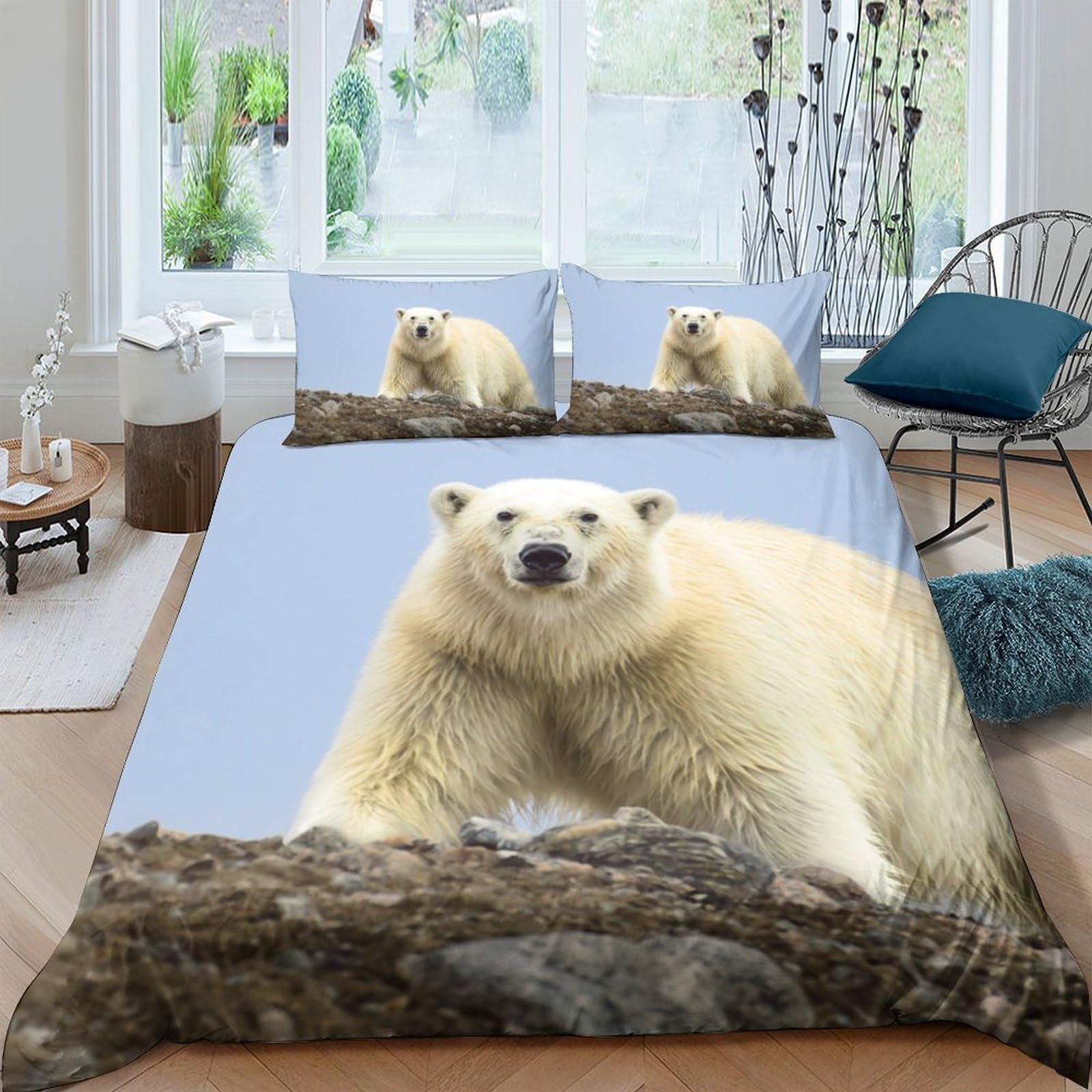 Ctjqhvkz Style-8 3D Printed Polar Bear Fitted Sheet Microfiber Soft Breathable Arctic Animal Mattress Cover For Bedroom Dorm Decor Single（135X200cm）