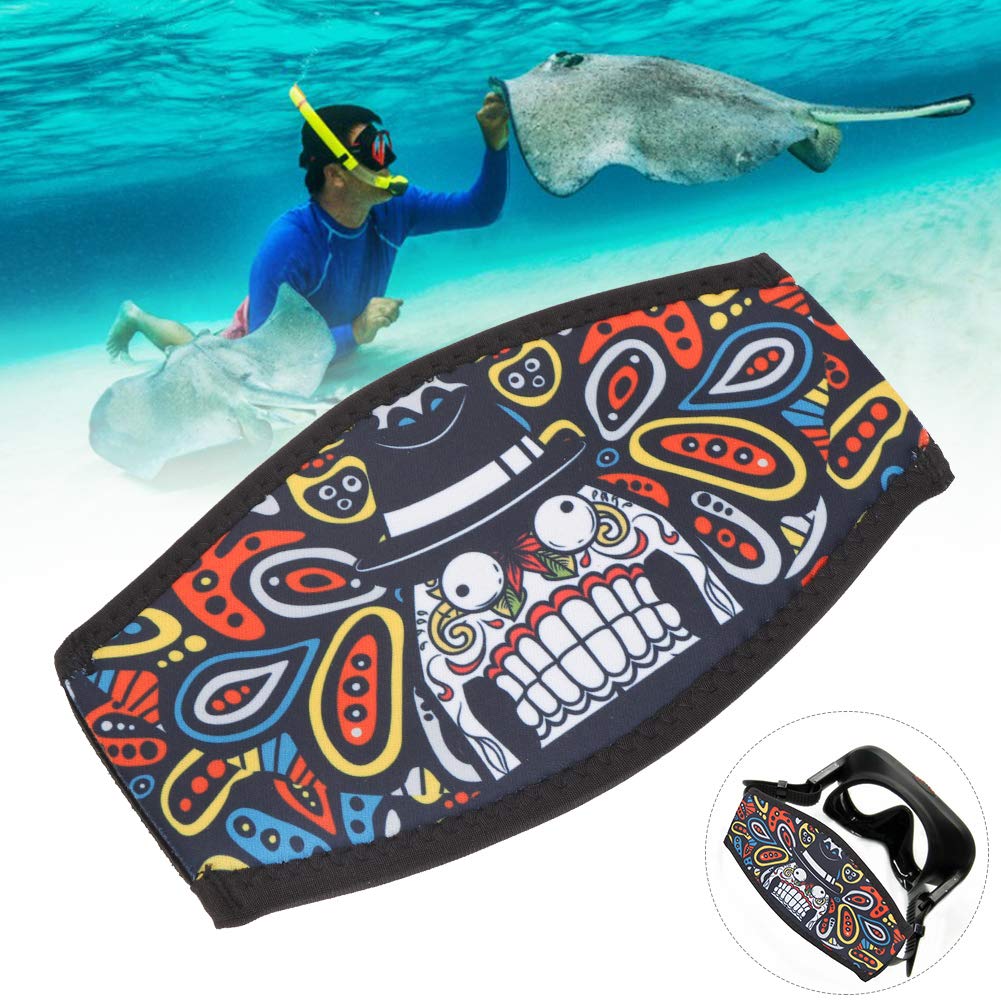 KIMISS 010 SBR Buceo, Protector de Cabello de Neopreno a un Lado Máscara Correa Doble Snorkel Espejo BeltCartoon Impresión Dientes Divertidos
