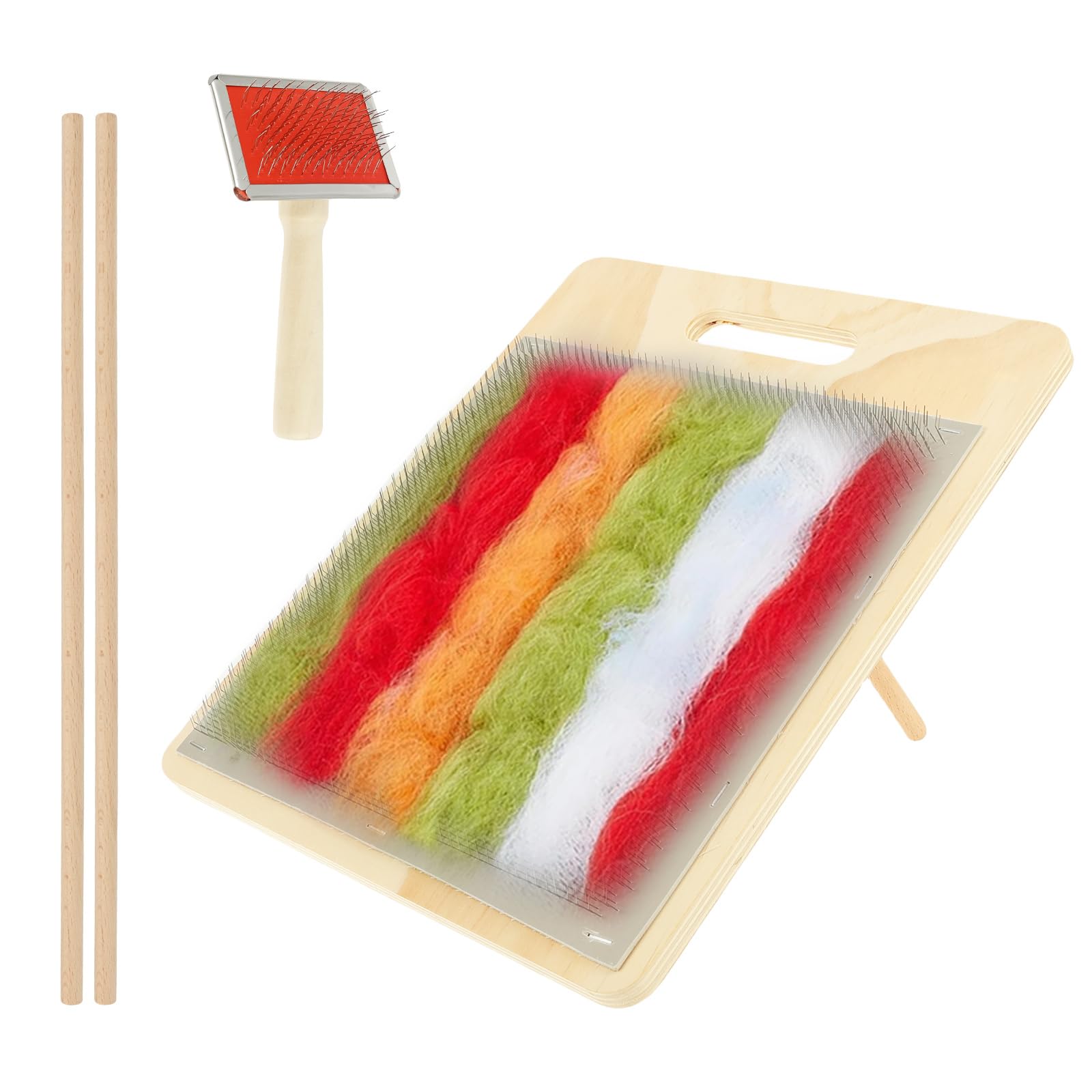 Jokapy Wood Wool Blending Board Carding Brush Set With 2 En Sticks Fiber Blending Board With Wool Brush For Felt Making Craft Diy Mother's Day